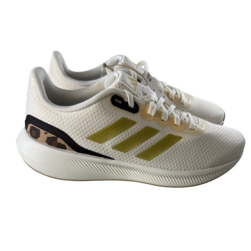 Adidas Runfalcon 3.0 W Womens Running Shoes White Gold Leopard Size 8 New‎ Box